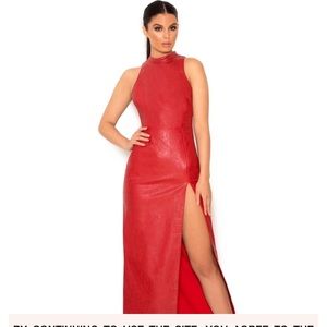 Red vegan "leather" dress